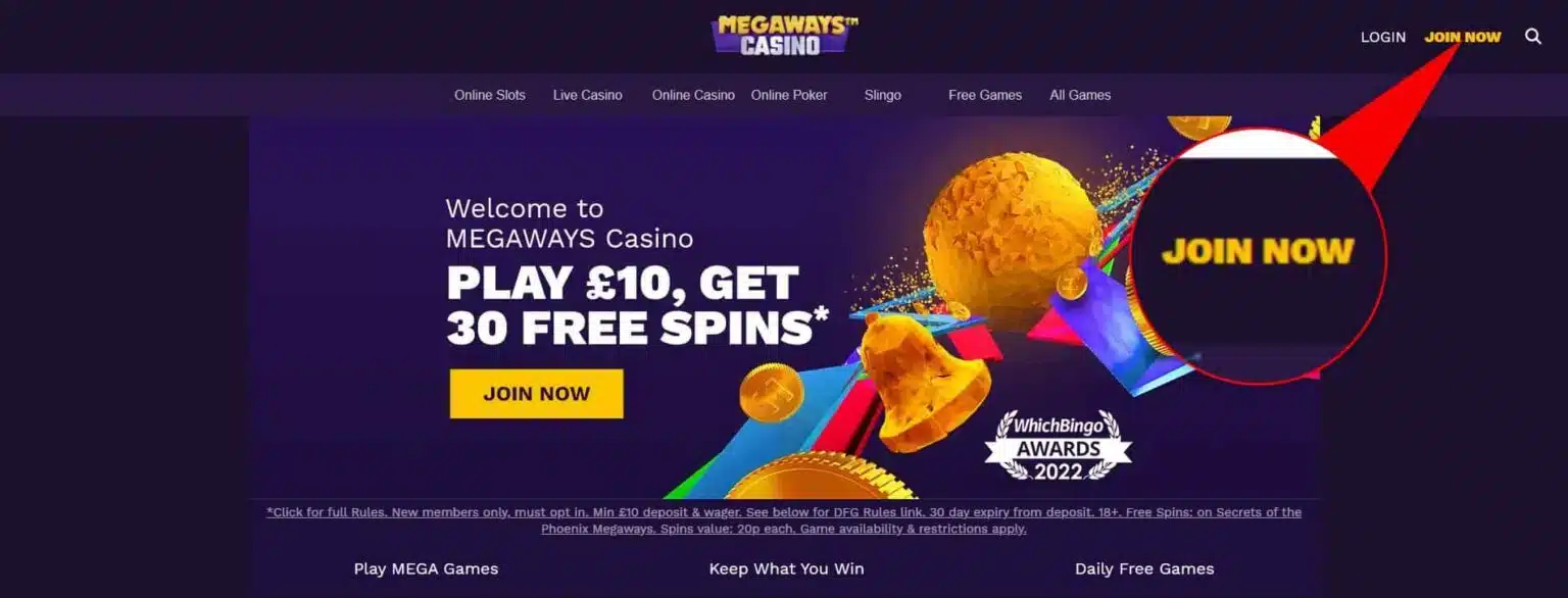 Megaways Casino registration step 1