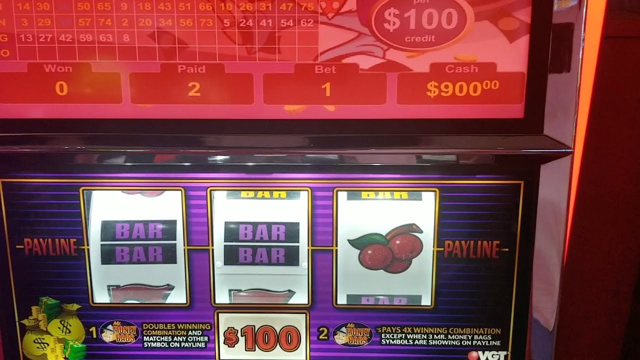 VGT Mr Money Bags slot machine jackpot win with high limit spins