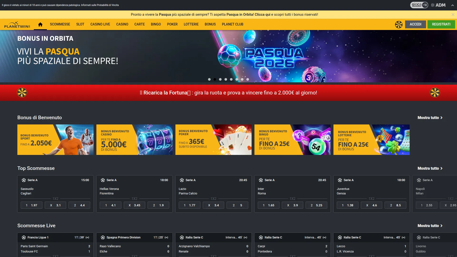 Planetwin365 Homepage